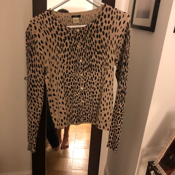 J. Crew Merino Wool Leopard Print Cardigan Sz Small - Picture 3 of 5